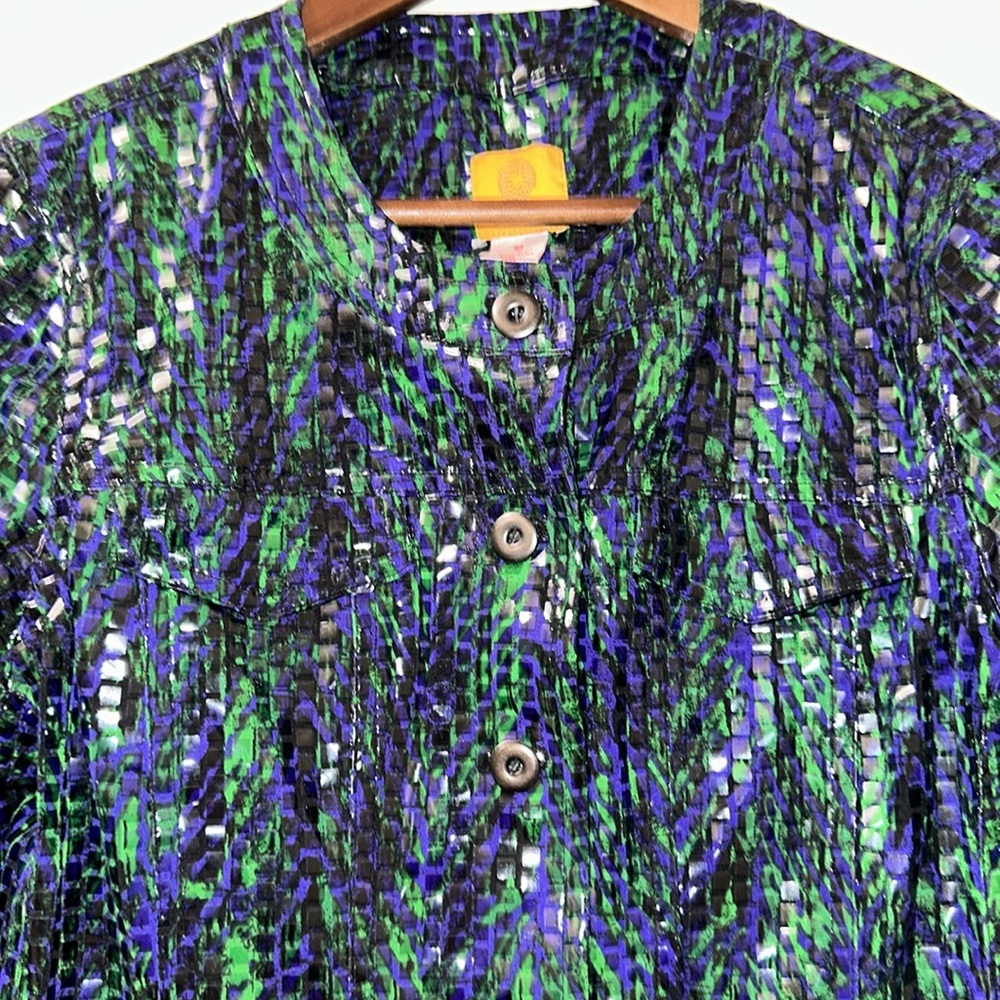 Ruby Rd. Jacket Multicolor Abstract Sequin Button… - image 2